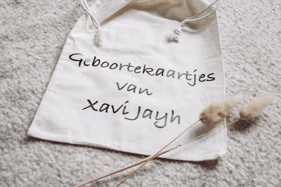 Bewaarzak geboortekaartjes| Organizer - Mijn geboortekaartjes - etui - Luiertas - Mommybag - Baby - Opbergtas - Katoen - Naturel - Kraamcadeau - gepersonaliseerd - mommy musthaves van Mommybag — afbeelding 3