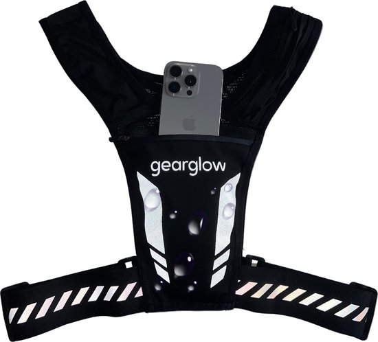 GearGlow® Reflecterend Hardloopvest met Waterdichte Telefoonhouder - Hardloop Rugzak met Drinkhouder - Loopvest - Drinkvest - Running vest