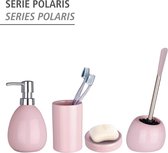 WC-set Polaris - Luxe keramieken toiletborstelhouder - Pastelroze - Inclusief verwisselbare borstelkop Ø 8 cm - Badkamer & Gastentoilet toilet brush with holder