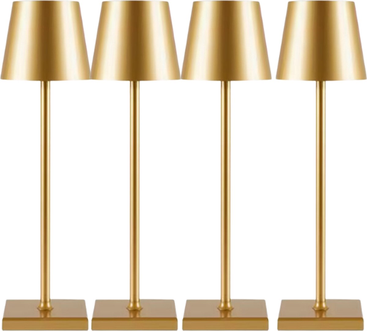Tafellamp Oplaadbaar - Goud - 4 Stuks - Draadloos - Modern Design - Touch lamp - Dimbaar - 38 CM - Nachtlamp - Bureaulamp - LED - Waterdicht
