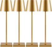 Tafellamp Oplaadbaar - Goud - 4 Stuks - Draadloos - Modern Design - Touch lamp - Dimbaar - 38 CM - Nachtlamp - Bureaulamp - LED - Waterdicht