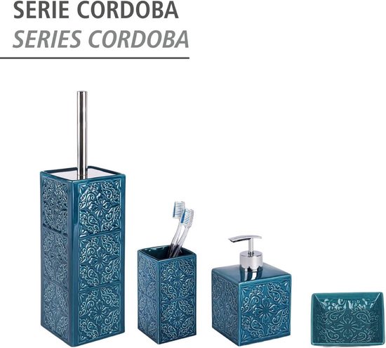 Foto: Wc garnituur cordoba met spaanse ornamenten blauw hoogwaardige toiletborstelhouder met verwisselbare borstelkop toilet brush with holder