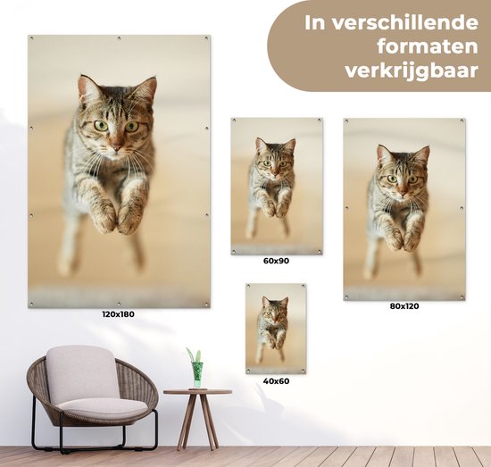 Décoration murale Chat sautant dans les airs - 120x180 cm - Affiche jardin