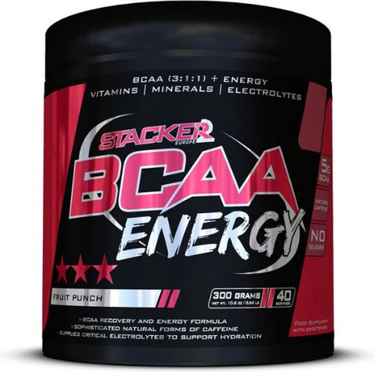 Goedkoopste Stacker 2 BCAA Energy - 300 gram - 40 serving - Fruit Punch