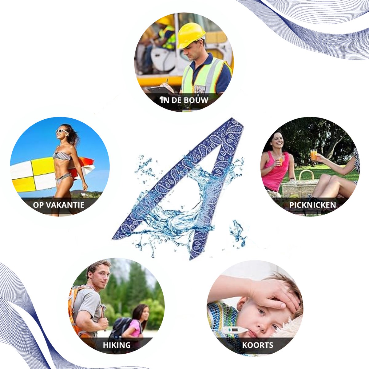 Twenty4seven® Koelsjaal Set - 3 stuks - Sjaal Dames & Heren Zomer - Koelhanddoek Verkoelend - Sport - Hoofdpijn Verlichter - Zwart, Rood & Blauw — afbeelding 4