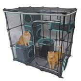 Kattenren XXL - Giga Katten Ren - Kattenhuis Van Nylon Mesh - Kattenkooi Speeltuin Groot - Zwart