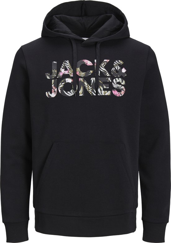 JACK & JONES Jeff corp logo sweat hood regular fit - heren hoodie katoenmengsel met capuchon - Carbon Flower - Maat: S