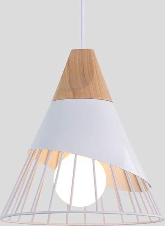 Delaveek-Vintage metalen hanglamp - Wit - Dia 25cm - Hangersnoer 1m - E27 lampvoet (Lichtbron niet inbegrepen)