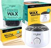 Mylee Professionele Waxset met Waxverwarmer, houtskool en groene thee harde wax kralen 500 g, spatulas - striploze depilerende pellets vaste filmbonen geen strip nodig
