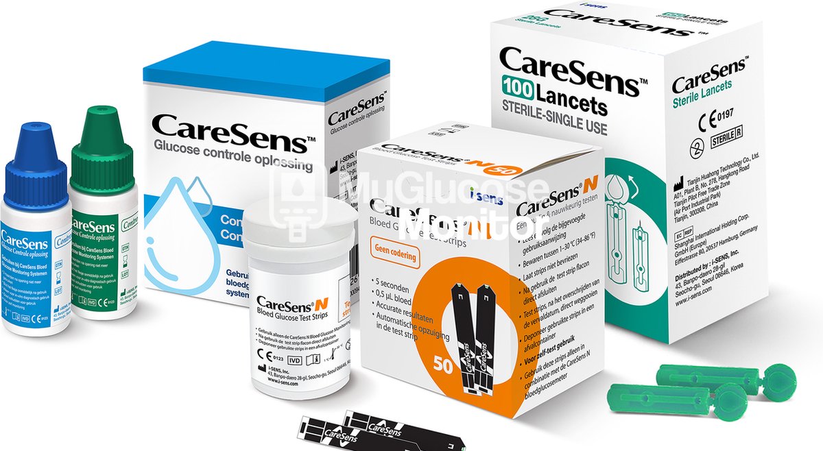 Goedkoopste CareSens N test strips (50 Stuks) & lancetten (100 stuks) & CareSens N Controle vloeistof (1 stuks