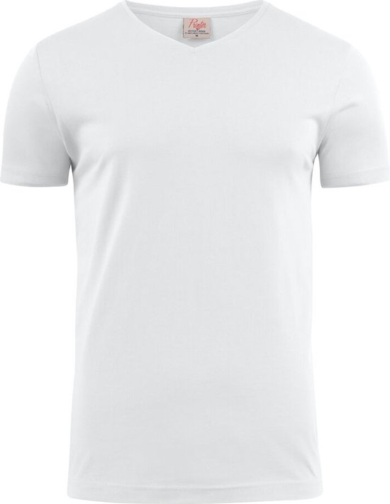 Printer T-shirt Heavy V-hals Man 2264024 Wit - Maat XXL