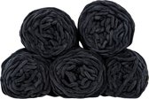 Set 5 pelotes de laine épaisse noir - gros fil - crochet - tricot - 7 mm de large - 235 mètres - parfait pour amigurumi