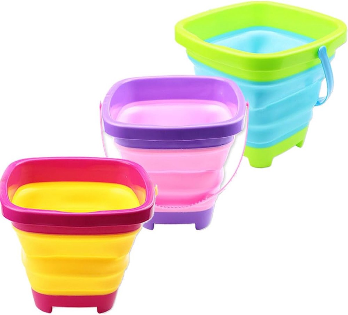 Goedkoopste Opvouwbare Emmer Telescopische Emmer Emmer Zand Emmers Siliconen Inklapbare Emmer voor Kinderen Strand Spelen Camping Gear Water Vis Wassen Tuin Zomer Zwemmen Speelgoed Thuis (B) - 3 stuks