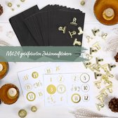 adventskalender om te vullen - met 24 zwarte geschenkzakjes en 24 cijferstickers en clips - Elegantie motief - om te knutselen en weg te geven - Kerstmis & Advent