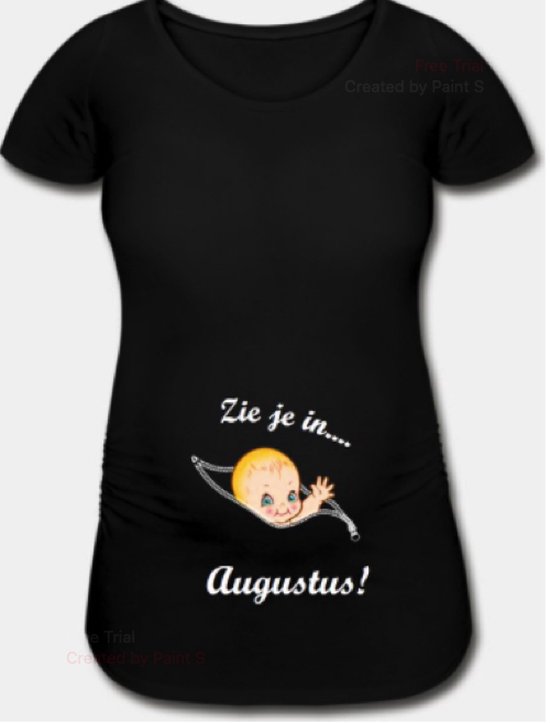 Zwangerschaps T-shirt - Zie je in Augustus - maat M