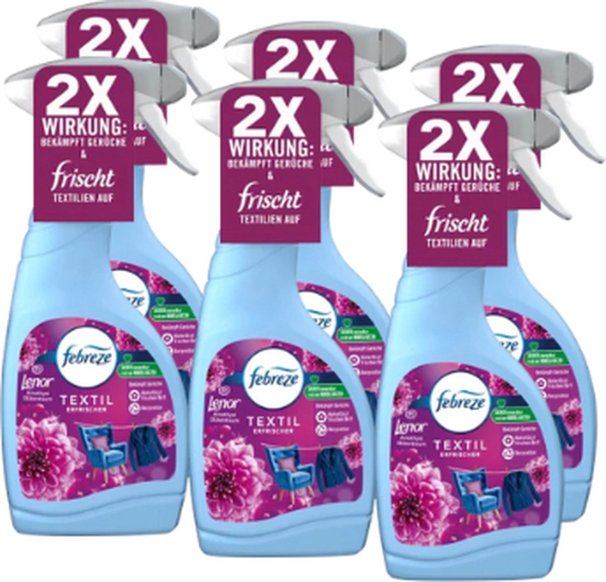 Goedkoopste Lenor Febreze Textielverfrisser Spray - VOORDEELVERPAKKING - Amethyst - | 6x 500ml | Verwijdert nare geuren
