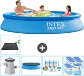 Intex Rond Opblaasbaar Easy Set Zwembad - 305 x 61 cm - Blauw - Inclusief Pomp Afdekzeil - Onderhoudspakket - Filters - Solar Mat