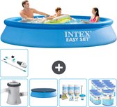 Intex Rond Opblaasbaar Easy Set Zwembad - 305 x 61 cm - Blauw - Inclusief Pomp Afdekzeil - Onderhoudspakket - Filters - Stofzuiger