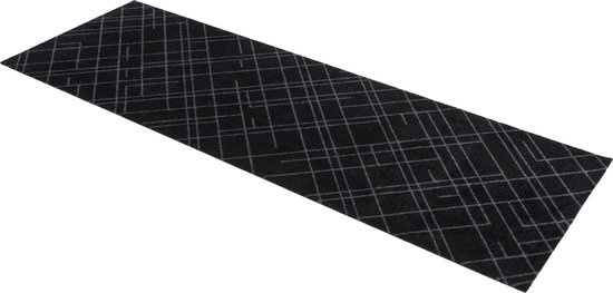 Tica Copenhagen - Polyamide deurmat - 67x200 cm - Lines black/grey