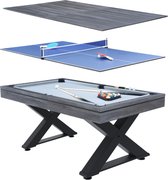Concept-U - Multi-game, ping-pong en grijze hout biljart TEXAS