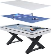Concept-U - Multi-game tafel, ping-pong en witte houten biljart TEXAS