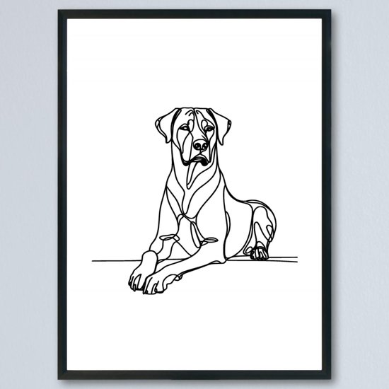 Affiche minimaliste Ridgeback - Dessin au trait de chien élégant pour la décoration intérieure