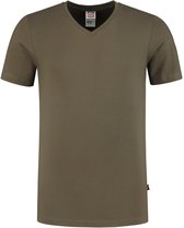 T-shirt ajusté à col en V Tricorp 101005 - Vert armée - S