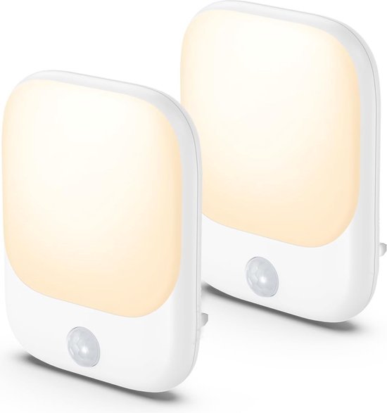 BOTC Nachtlampje met sensor - 1 set van 2 stuks - Warm Licht - Plug-in - stopcontact Lampje – Led-lampje - Wit