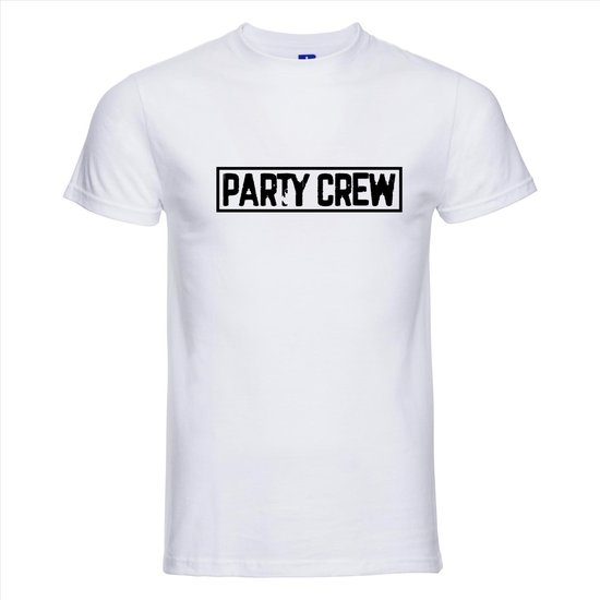 T-shirt Party crew | Festival | wit | Maat S