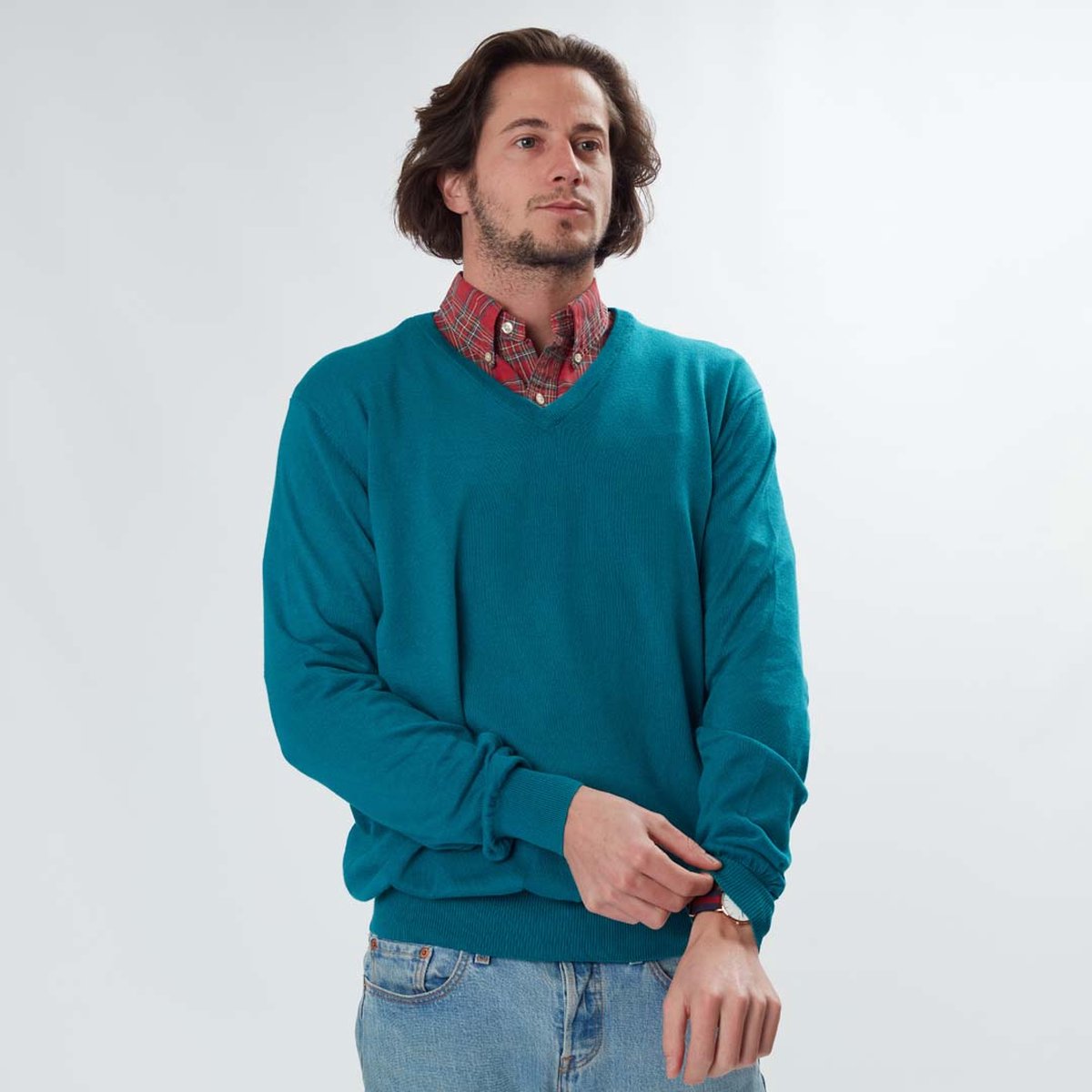 Osborne Knitwear Trui met V hals - Katoen - Harvard - 2XL