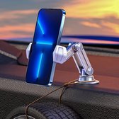 Auto Telefoonhouder - Telefoonhouders Auto - Dashboard - Auto Mobiele Telefoon Houder Voor Alle Telefoons - 360° Draaibaar - Opvouwbare Universele Stevige Aluminium - Zilver
