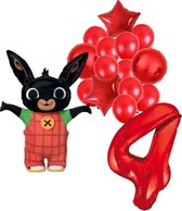 Bing ballonnen pakket - 63x86cm - 4 jaar - Folie Ballon set - Konijn - Themafeest - Verjaardag - Ballonnen - Versiering - Helium ballon