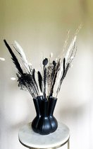Straight tulpenvaas Zwart met droogbloemen- Daan Kromhout - 16 x 16 x 19 cm - La Florista