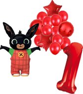 Bing ballonnen pakket - 63x86cm - 1 jaar - Folie Ballon set - Konijn - Themafeest - Verjaardag - Ballonnen - Versiering - Helium ballon