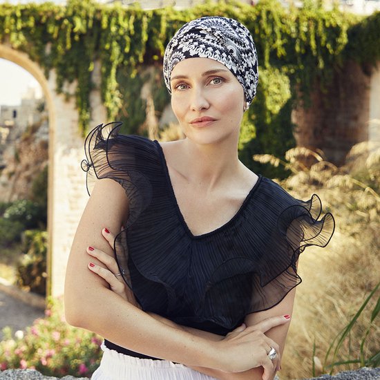 Christine Headwear - Shakti Turban Printed Linen - Linnen & Bamboo - Chemo Mutsje / Sjaaltje - 1417-0818