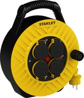 Stanley Enrouleur de câble 15m - 4 prises - broche terre - 3x1,5 mm² - charge max 3680W - IP44