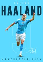 Poster Erling Braut Haaland - Handtekening - Manchester City - A2+ Formaat 43,2 x 61 cm - Voetbal Posters - Geschikt om in te lijsten - Poster Haaland - Voetbal Cadeau