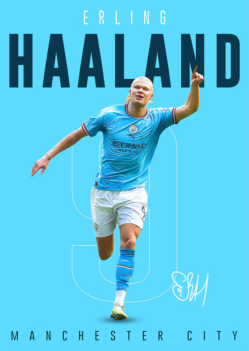 Poster Erling Braut Haaland - Star Collection - Manchester City - A2+ Formaat 43,2 x 61 cm - Voetbal Posters - Geschikt om in te lijsten - Poster Haaland - Voetbal Cadeau
