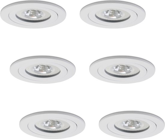 Ledisons LED-inbouwspot Sienna set 6 stuks wit - Ø82 mm - 5 jaar garantie - 2700K (extra warm-wit) - 450 lumen - 5 Watt - IP65