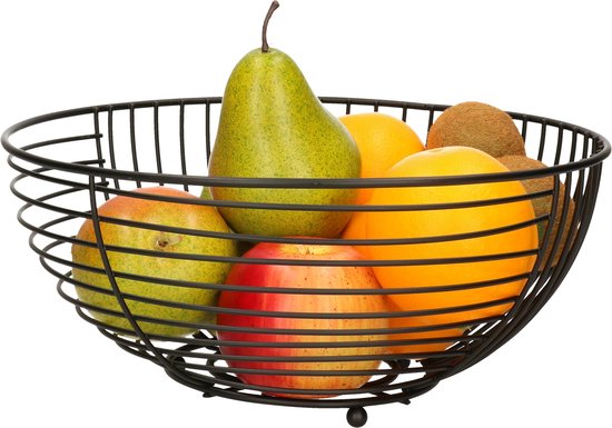 Premier Housewares Ronde Fruitmand Gevlochten Draad - 24 Cm - Chroom