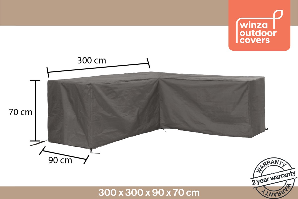 Winza Outdoor Covers Premium - beschermhoes loungeset L vorm 300 - Afmeting : L 300/90x300/90x70 cm - Antraciet - 2 jaar Garantie