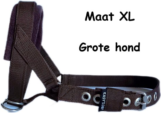 Hoofdhalster hond - Anti trek - Bruin - Maat XL - Bruine voering - Gevoerd - Antitrek hoofdhalster hond - Halster hond - Anti trek hond - Training band