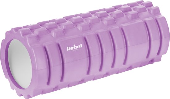 Foto: Rebel active foam massagerol met triggerpoint yoga 14 x 33cm eva materiaal foamroller fitness massage roller paars