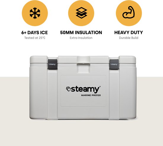 Steamy Marine Pro 120 - Grote Koelbox - Extra goed geïsoleerd - 120 Liter - Wit van Steamy — afbeelding 3
