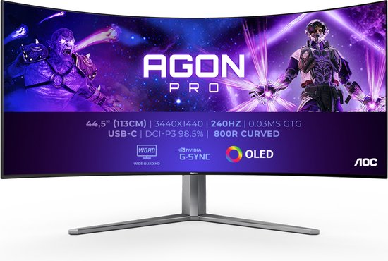 AOC AGON PRO AG456UCZD – Ultrawide OLED Gaming Monitor – USB-C 90w – 240hz – 45 inch