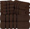 Luxiba - Set van 8 handdoeken met ophanglus van 97% katoen, absorberend en sneldrogend, 2 badhanddoeken, 2 handdoeken, 4 washandjes (bruin)