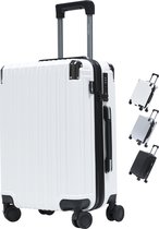 Valise Bagage à main Pathsail® 40L x 55CM - PC - Chariot léger - Incl. Antivol TSA et Spinner - Wit
