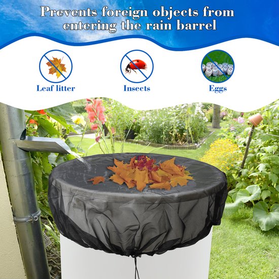 Filet Protection Citerne Eau Pluie Mizikuu - Lot De 2, Maille Fine Anti-Feuilles/Moustiques, Ø95cm
