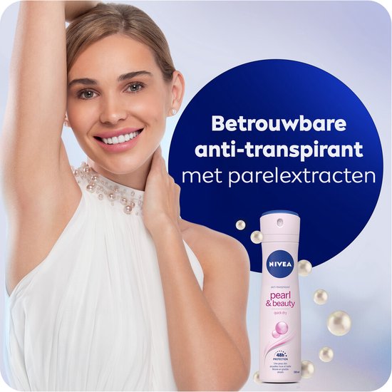NIVEA Pearl & Beauty Deodorant Spray - Voor egale en gladde oksels - Met parelextracten - Beschermt 48 uur - 6 x 150 ml - NIVEA