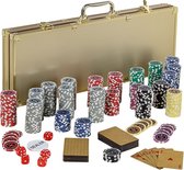 Pokker koffer - Poker - Poker set - Poker chips - Pokerset - Pokerchips - Pokerkoffer - 500 laser chips - 2 kaartspellen - Goud - 57.5 x 21 x 6.5 cm